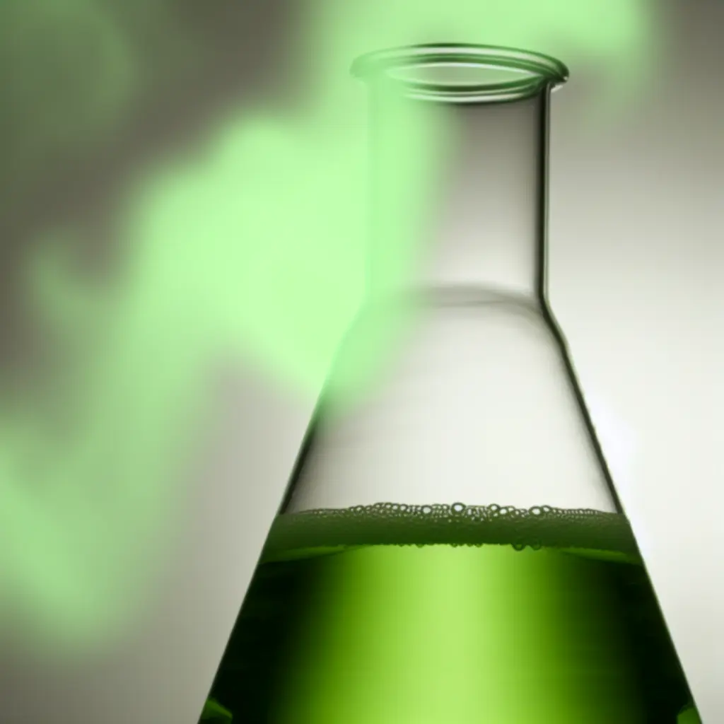 Kolba Erlenmeyera z zielonymi oparami