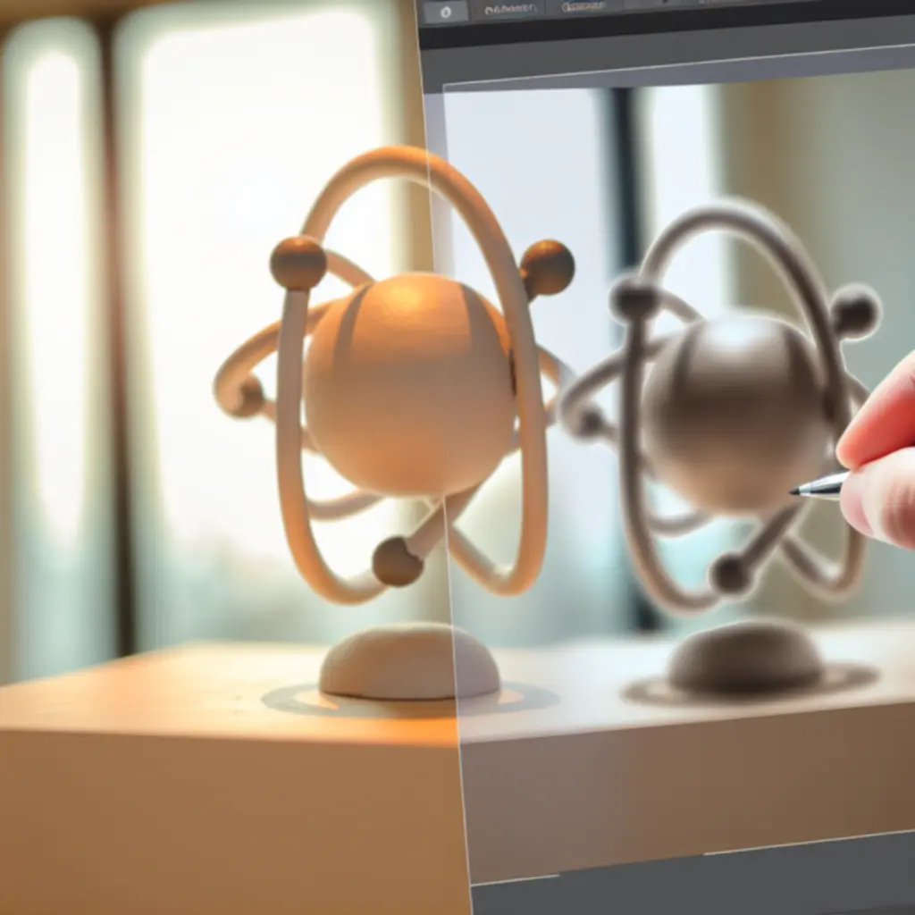 Model atomu - rzeźba z centralnym oświetleniem