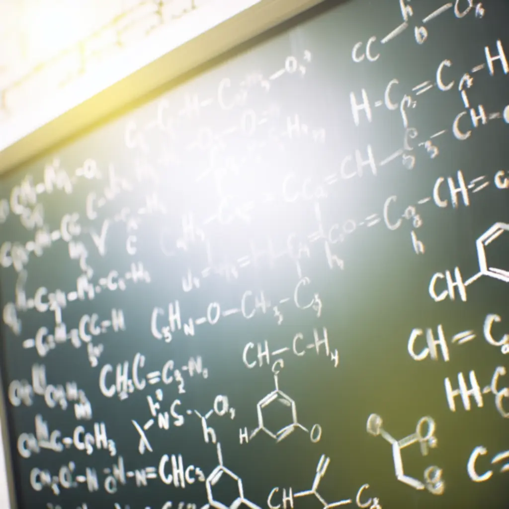 Tablica z chemicznymi formułami