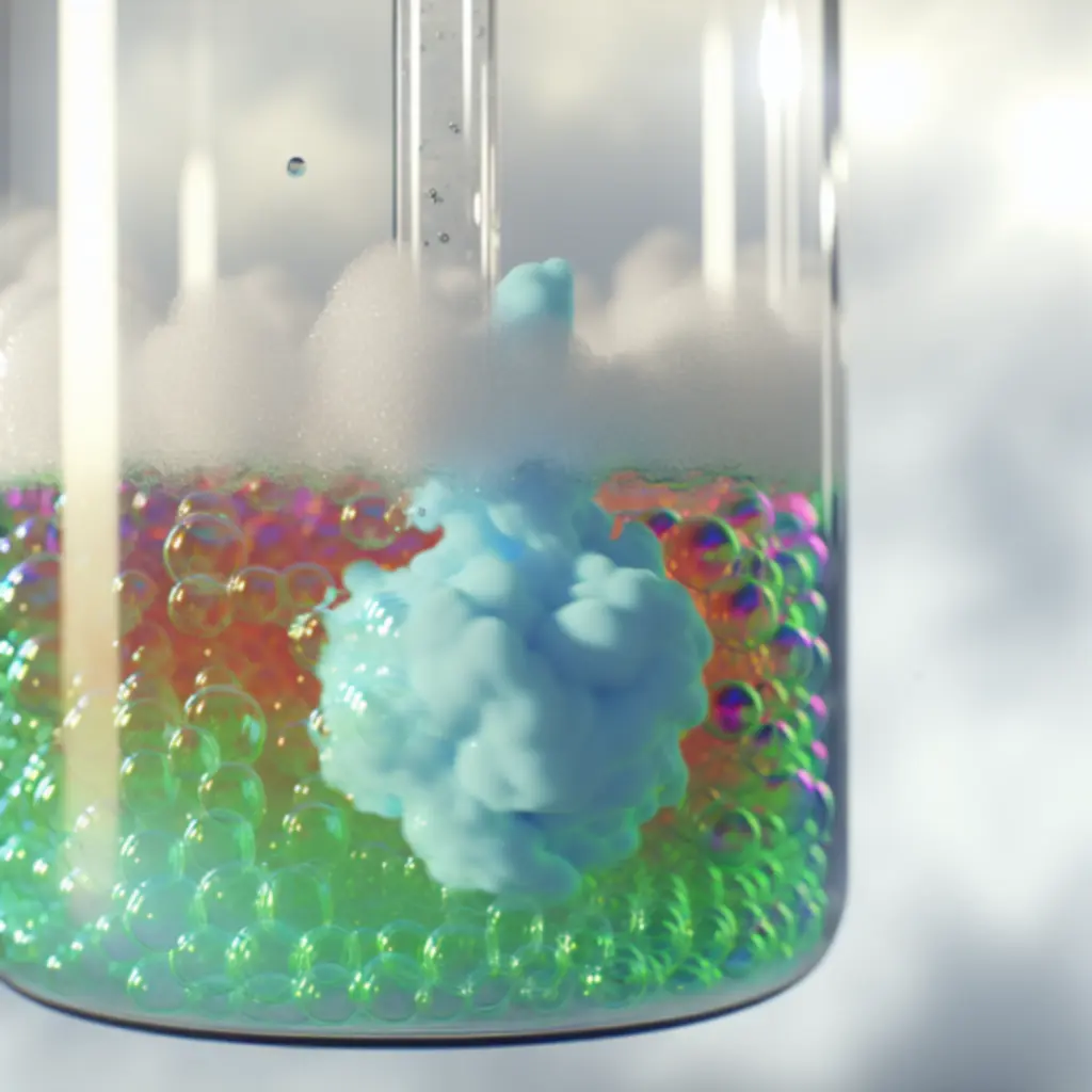 Reakcja chemiczna z pianą w szklanej zlewce