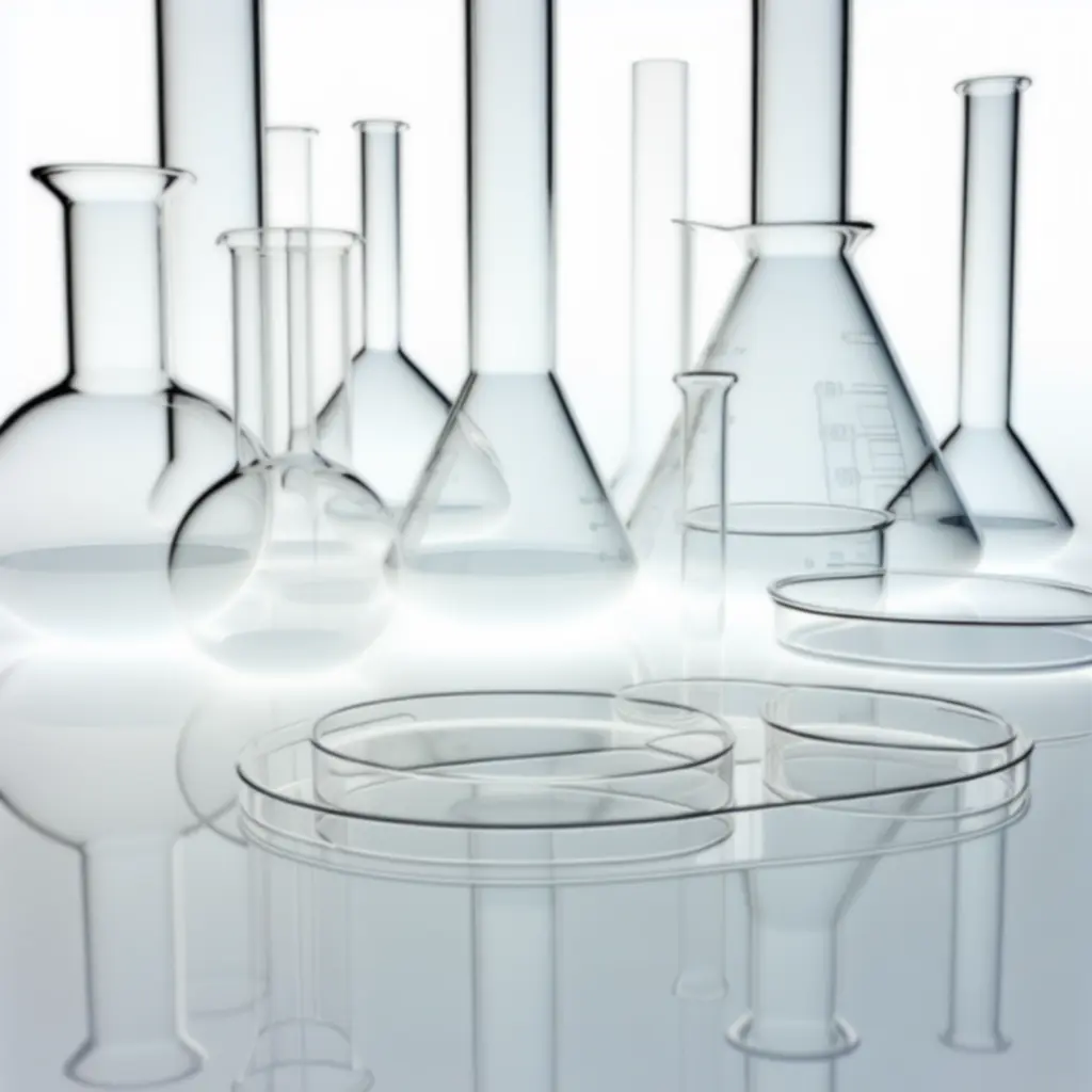 Zestaw szkła laboratoryjnego z odbiciami podczas konfiguracji