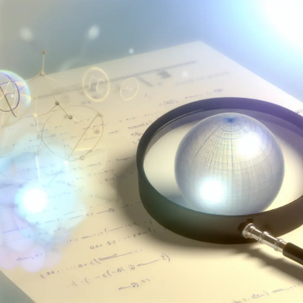 Szkło powiększające nad notatkami naukowymi