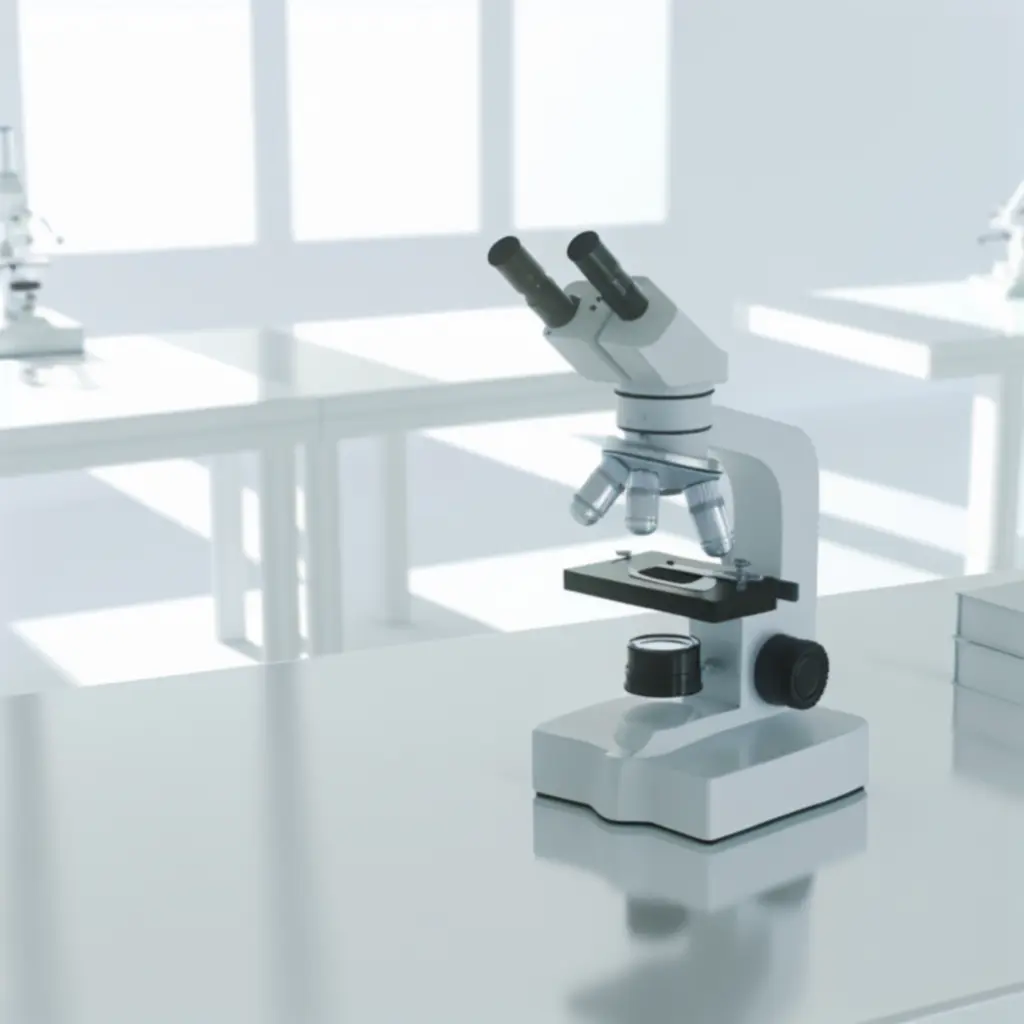 Mikroskop na stole laboratoryjnym