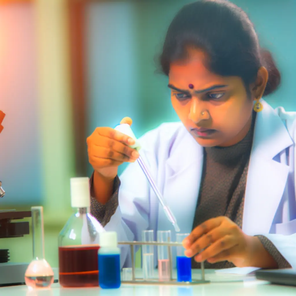 Naukowiec mieszający roztwory