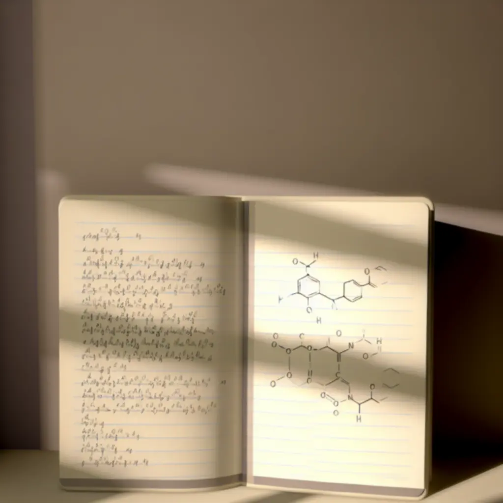 Notatnik naukowca z chemicznymi formułami