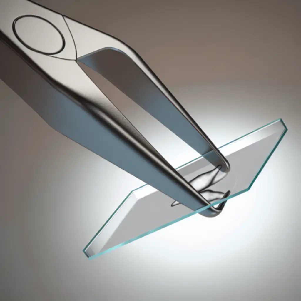 Pinceta z próbką na szkiełku